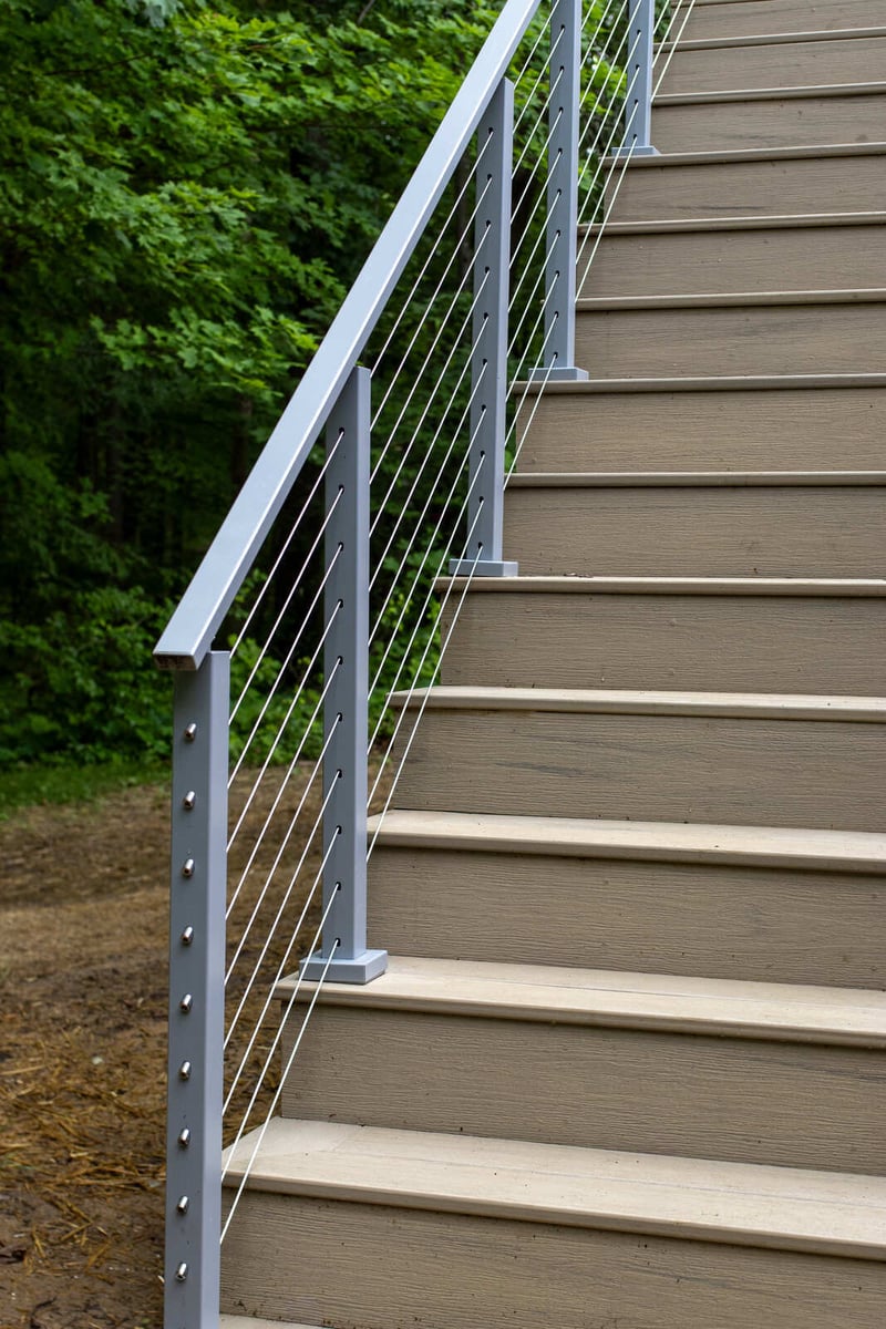 arola custom deck cable railing stair post angle