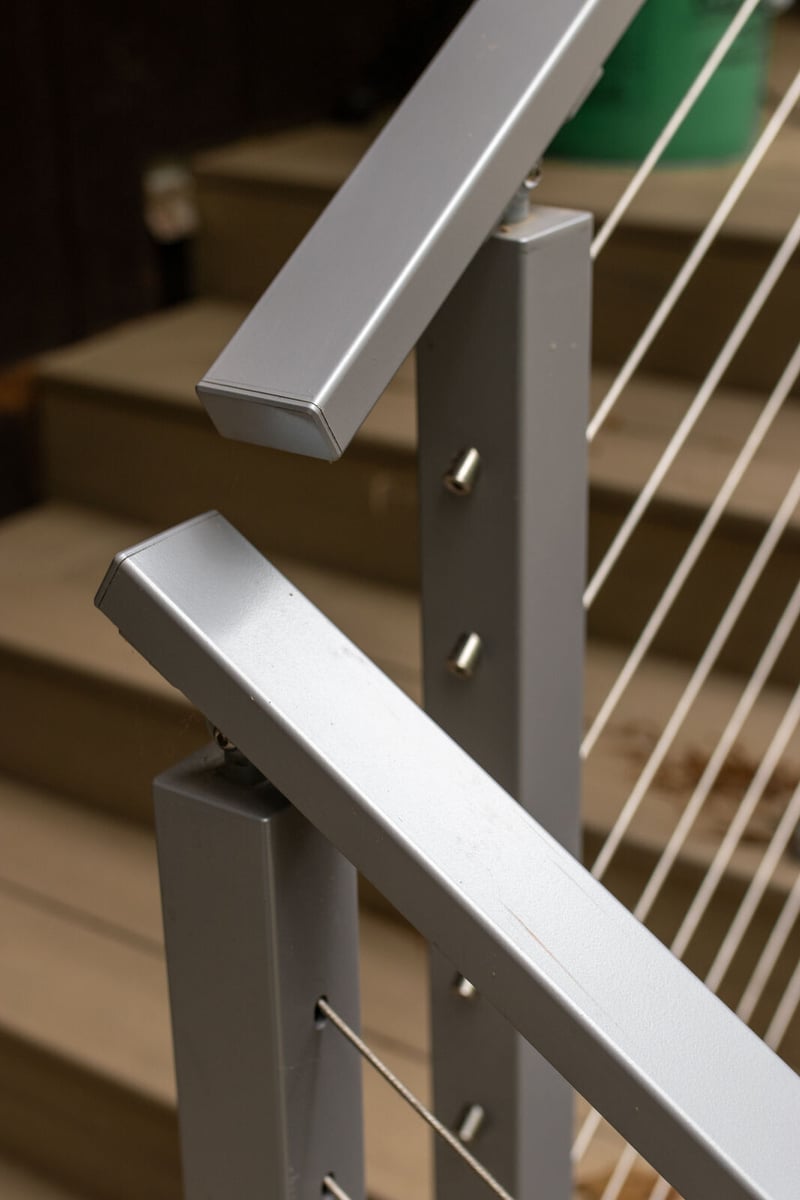 arola custom deck handrail bracket closeup stairs