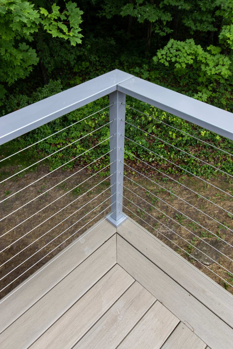 arola custom deck overhead corner post cable lines