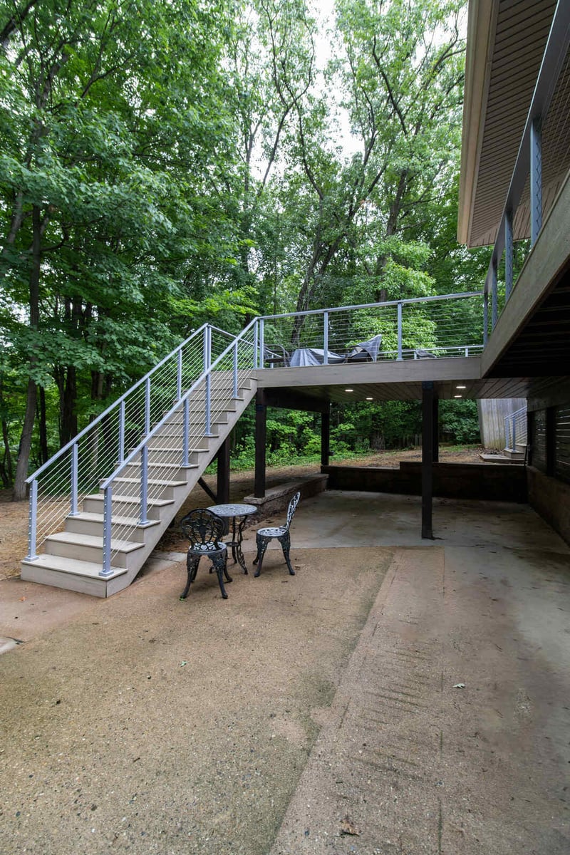 arola custom deck stairs covered furniture below deck