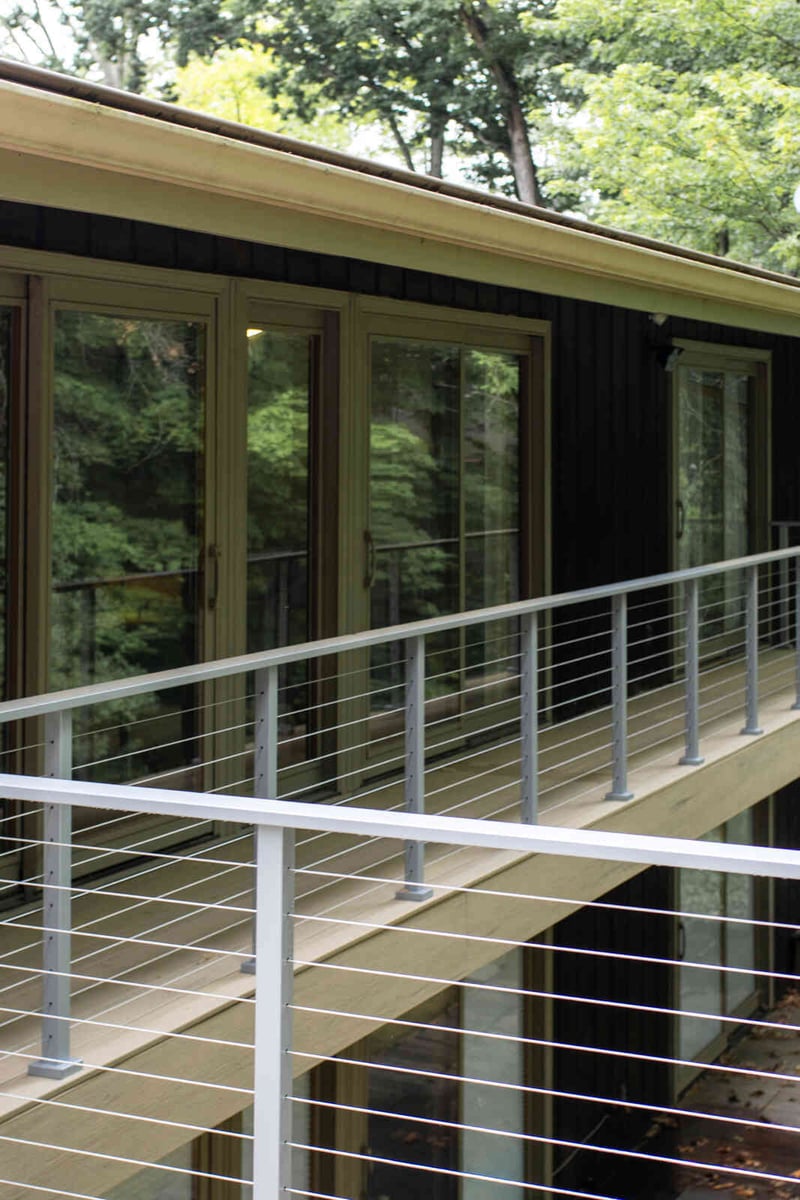 arola custom deck upper balcony over sliding glass doors