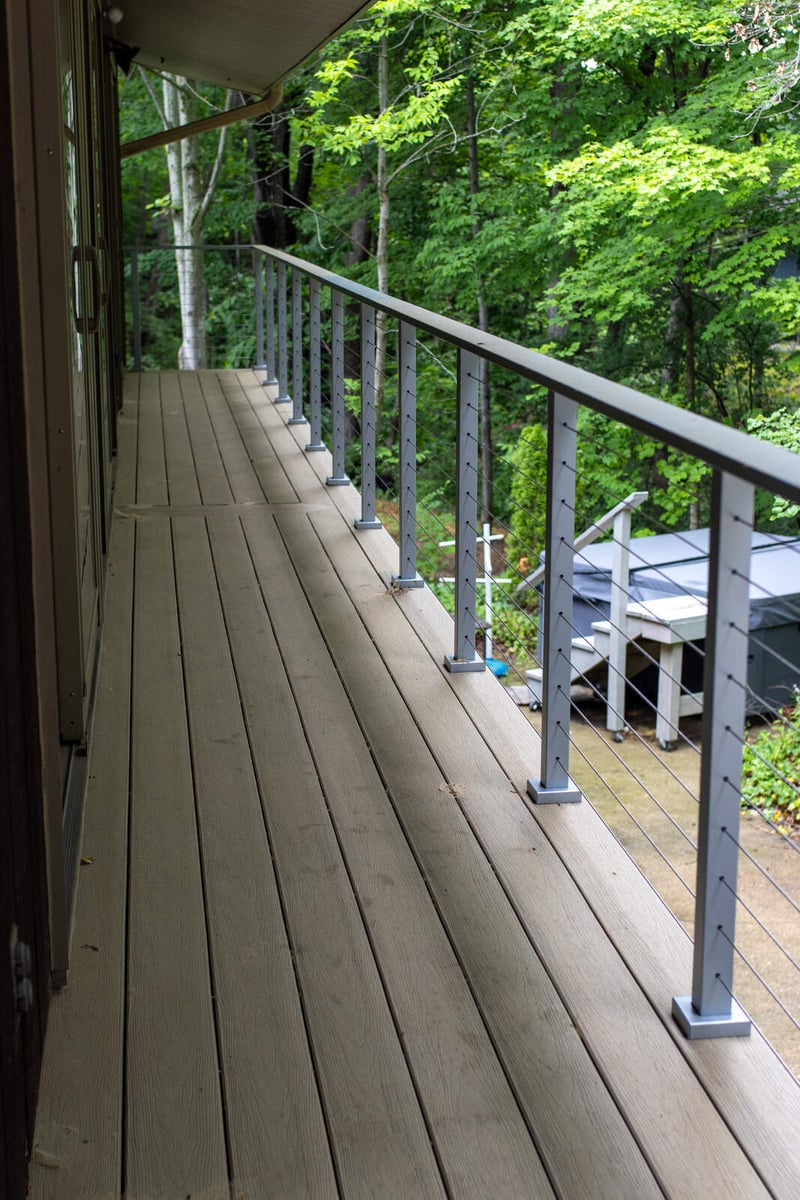 arola custom deck walkway covered hot tub in yard