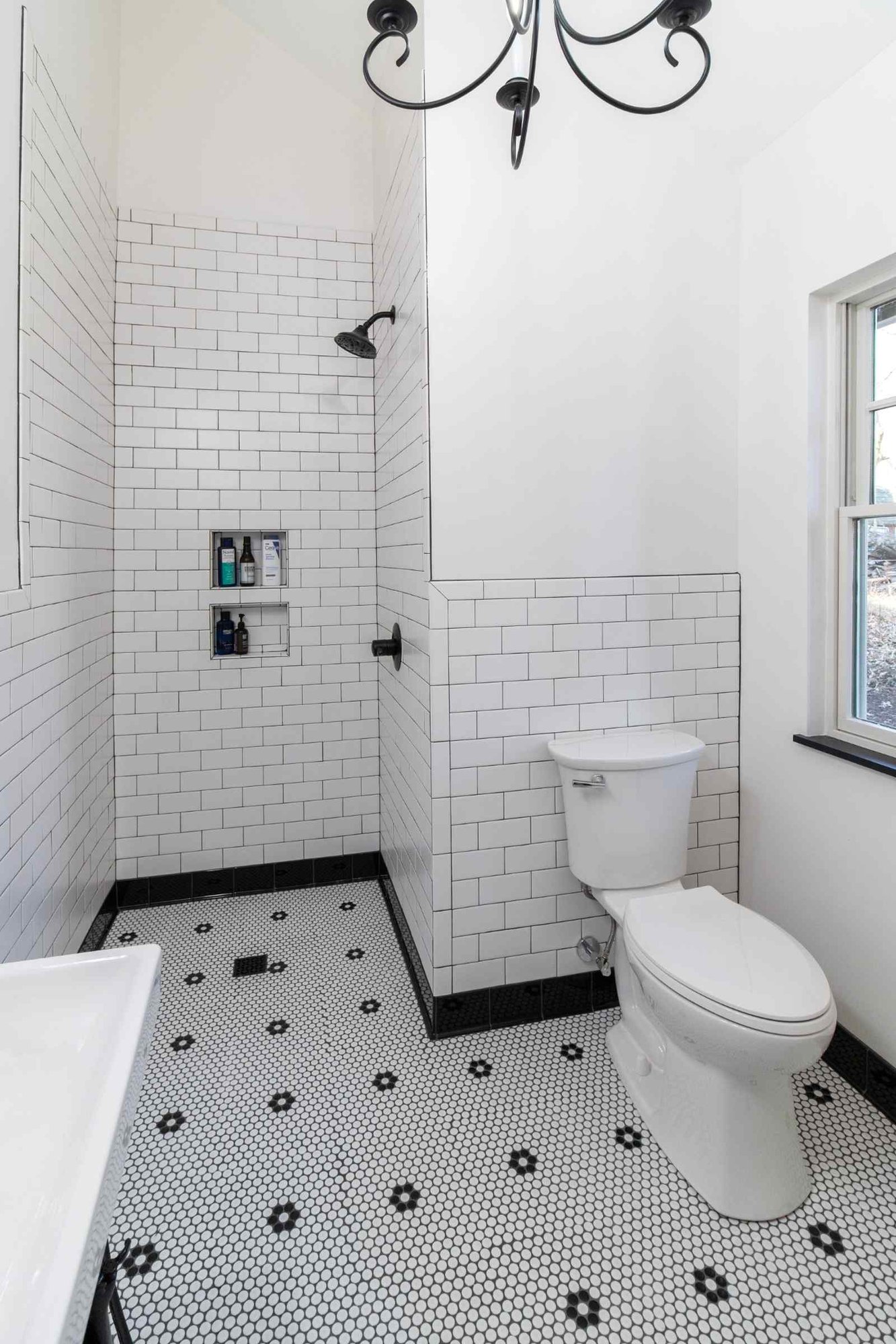 bathroom remodel with walk-in shower and toilet by S. Brown Construction Co. Lafayette IN