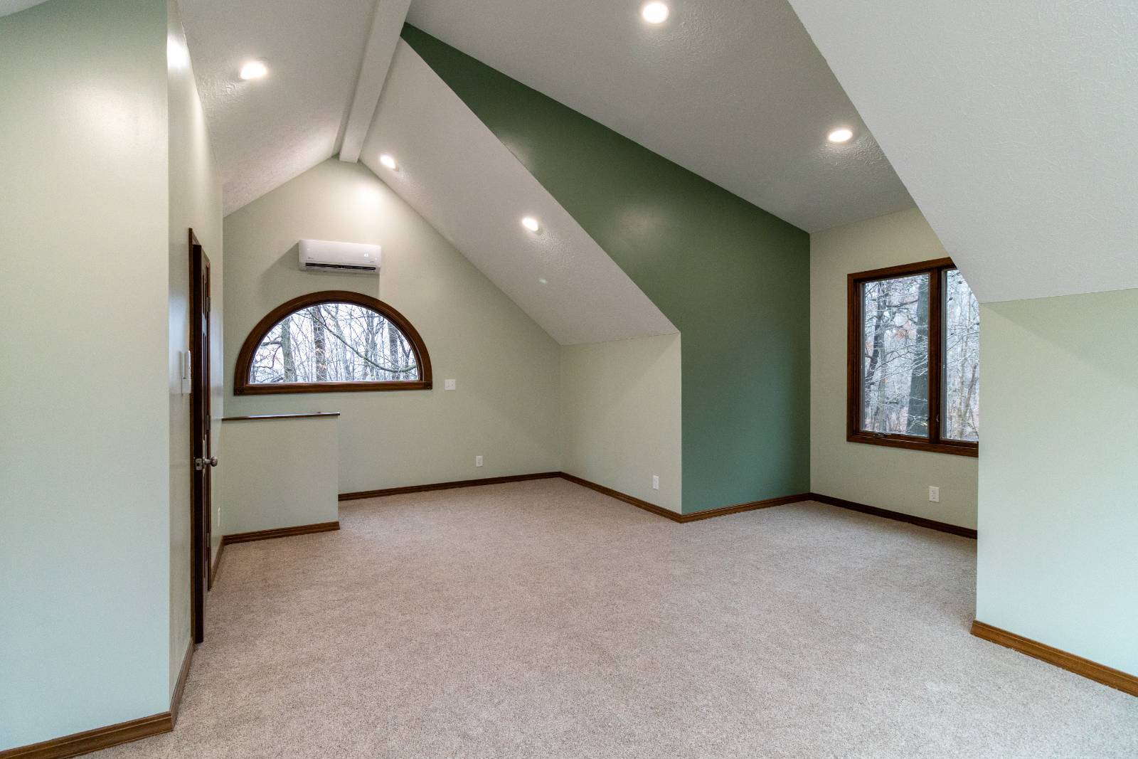 finished bonus room addition with vaulted ceilings by S. Brown Construction Co. for the Schoon Garage Addition in Lafayette, IN.-optimized
