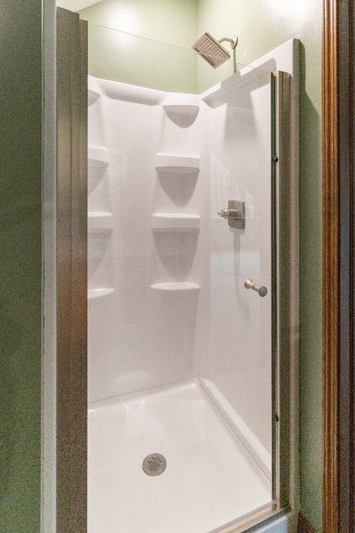 walk-in shower installed in the Schoon Garage Addition by S. Brown Construction Co. in Lafayette, IN.-optimized